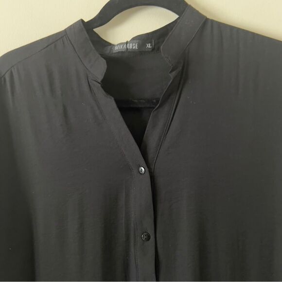 Mikarose V Neck Long Sleeve Modest Black Tiered Relaxed Fit Dress Extra Large - Picture 7 of 10